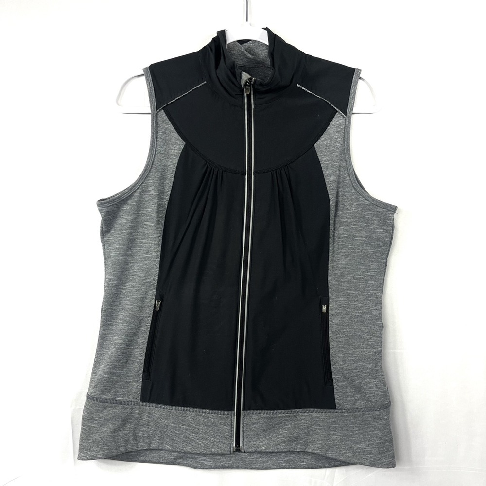 GUC LIJA Womens Large Gray Black Full Zip Golf Vest Activewear Made in Canada L